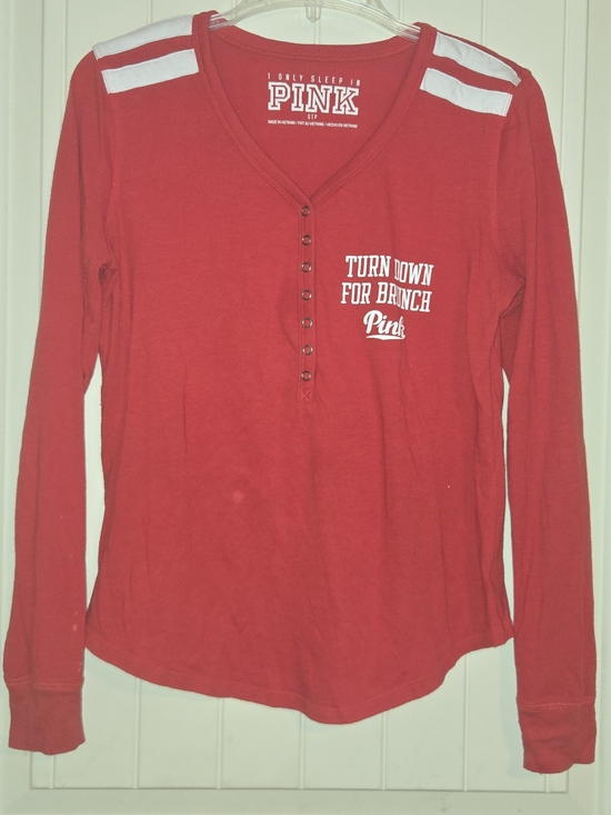 PINK Victoria's Secret Tops - Victoria's Secret PINK Turn Down For Brunch Henley
